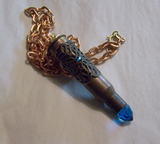 Copper and Aqua Crystal Bullet Jewelry Pendant