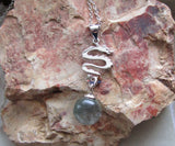 Sterling Silver Dragon Rainbow Fluorite Crystal Pendant Necklace