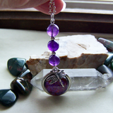 Vintage Dragon's Breath Opal Amethyst Dragonfly Pendant