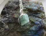 Green Emerald Natural Raw Gemstone Crystal Pendant Necklace