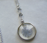 Swarovski Floating Crystals Double Sided Glass Shaker Memory Locket Necklace