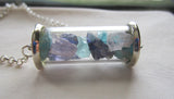 Apatite Kunzite Iolite Gemstones Glass Cylinder Necklace