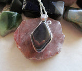 Natural Hematite Stone Wire Wrapped Pendant Necklace