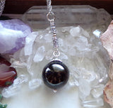 Black Jet Natural Stone Ball Pendant Necklace