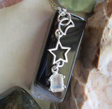 Labradorite Gemstone Celestial Sterling Silver Moon Star Pendant Necklace