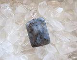 Larvikite Natural Gemstone Faceted Crystal Pendant Necklace