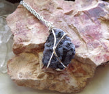 Mystic Merlinite Indigo Gabbro Natural Raw Natural Stone Pendant Necklace