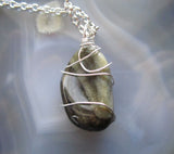 Golden Sheen Obsidian Wire Wrapped Natural Crystal Pendant Necklace