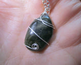 Golden Sheen Obsidian Wire Wrapped Natural Crystal Pendant Necklace