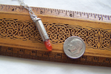Orange Fire Opal Silver Bullet Pendant Necklace