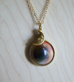 Evil Eye Natural Operculum Seashell Pendant Necklace