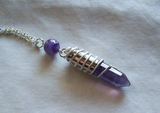 Purple Banded Fluorite Wire Wrapped Silver Bullet Pendant