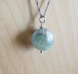 Rainbow Fluorite Multicolor Gemstone Crystal Ball Pendant Necklace