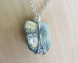 Rainforest Jasper Natural Green Stone Wire Wrapped Necklace
