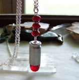 Red Crystal Fire Element Silver Bullet Jewelry Pendant