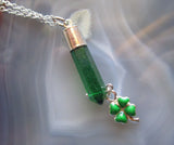 Mystic Green Quartz Crystal Shamrock Clover Pendant Necklace