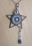 Silver Star Sundial with Hourglass Pendant Necklace