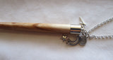 Natural Neem Wood Wand with Celestial Charms Pendant Necklace