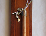 Natural Neem Wood Wand with Celestial Charms Pendant Necklace