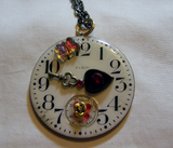Steampunk Antique Enamel Watch Face Pendant
