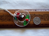 Silver Holly Christmas Lights Holiday Wreath Pendant
